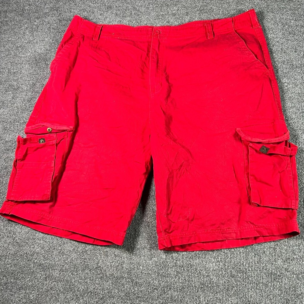 Swiss Cross Cargo Shorts Mens 42 Red 100% Cotton Utility Casual Outdoor Hiking